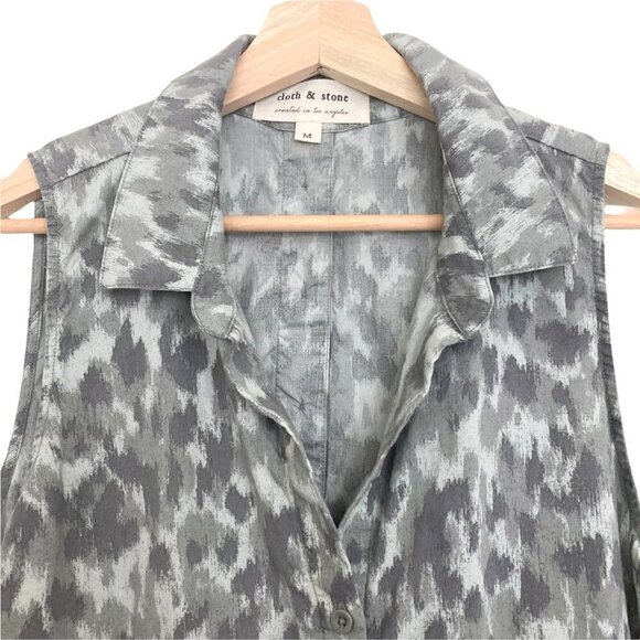 Anthropologie Cloth & Stone Taping Leopard Tank Shirt Sleeveless Gray Camo - Picture 5 of 10